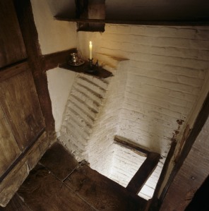 Priests hole in the Kings Room at Moseley Old Hall, Staffordshire